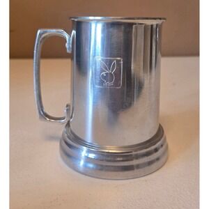 Vintage Playboy Bunny Metal Tankard‎ Mug Glass Bottom Hong Kong Barware